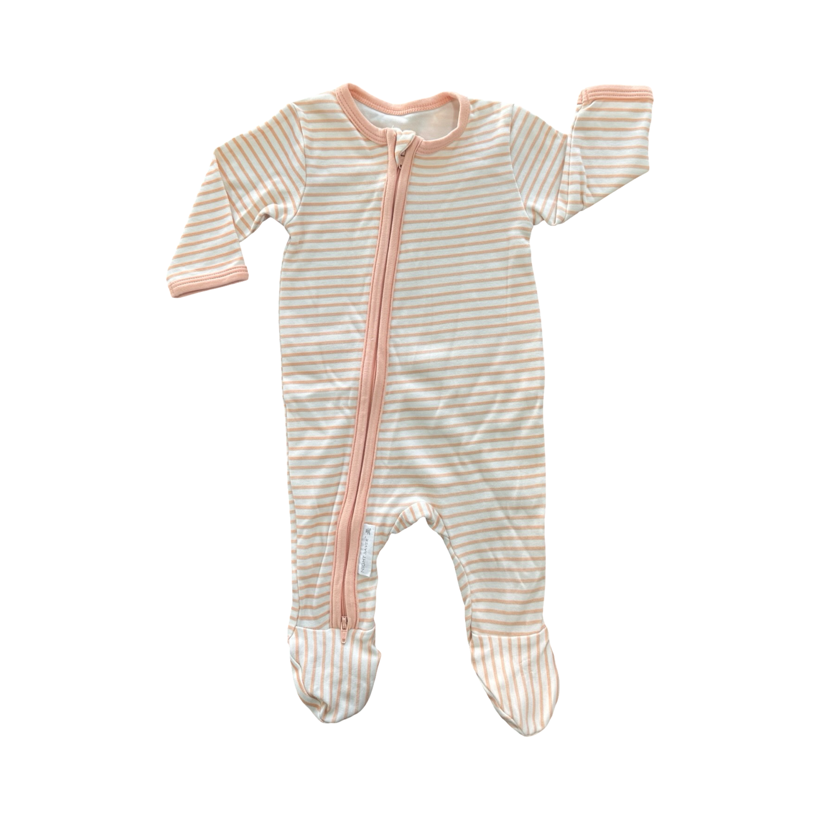 1-3M Peach Stripe Zipper Babygrow - Woolworths