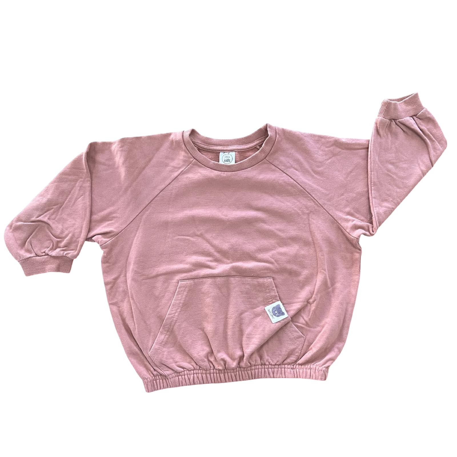 4-5Y Dusty Pink Sweater Top with Elastic Waist - Little Kids