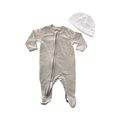 0-3M Green Cotton Zipper Babygrow & White Beanie - Woolworths