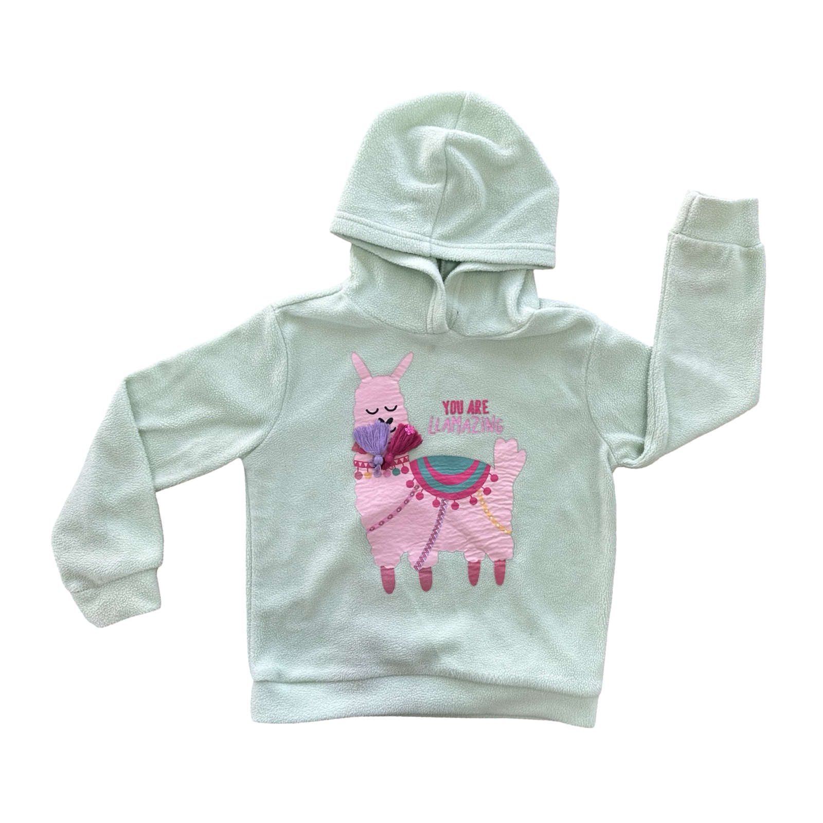 4-5Y Green You Are Llamazing Fleece Top - Real Kids