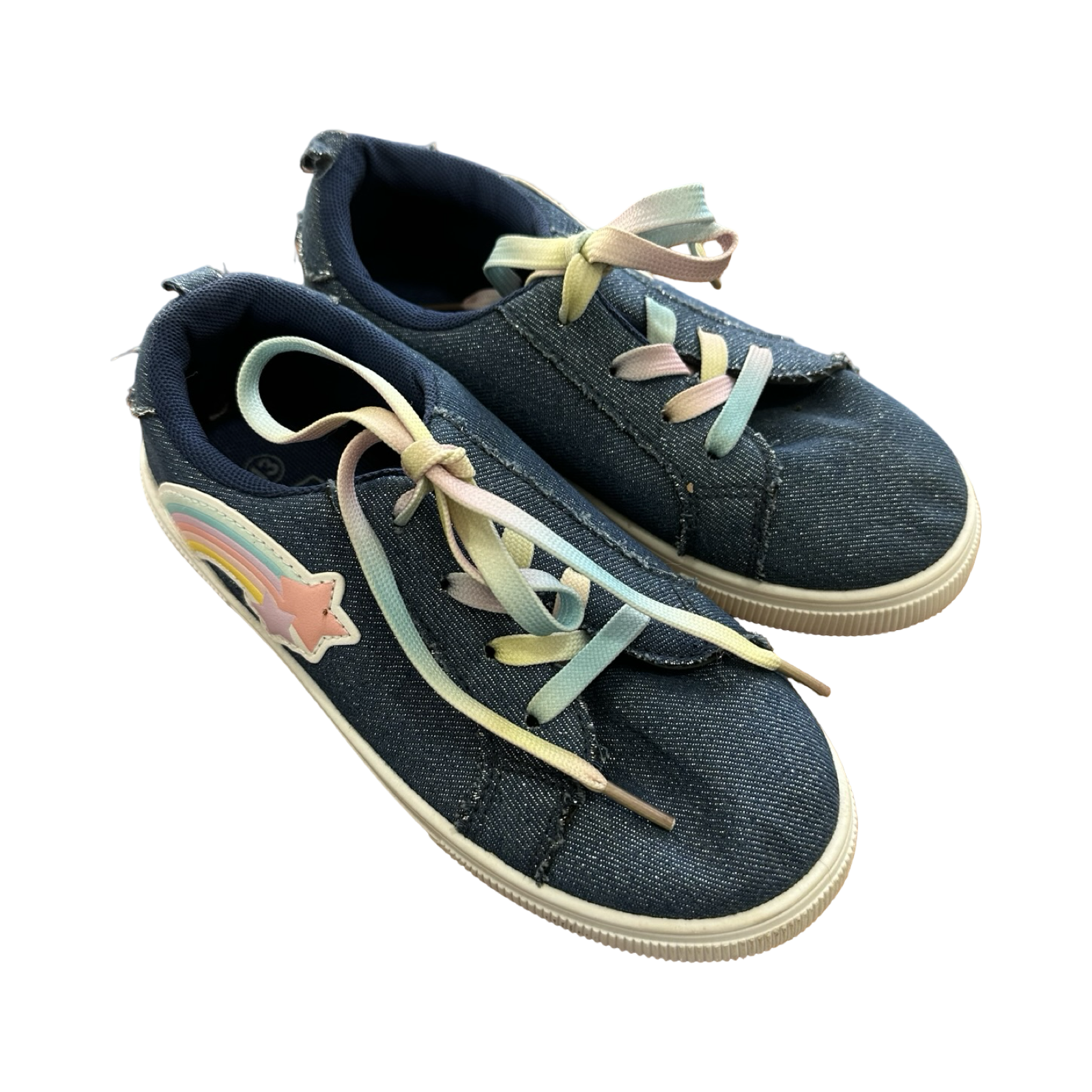 Size 13 Glitzy Denim Rainbow Star Shoes - Little Hero