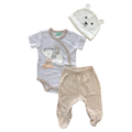 Newborn Cream & Grey Bear Set with Beanie - Ackermans