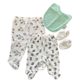 Newborn 4pc Leggings, Bib & Booties - Ackermans / Real baby