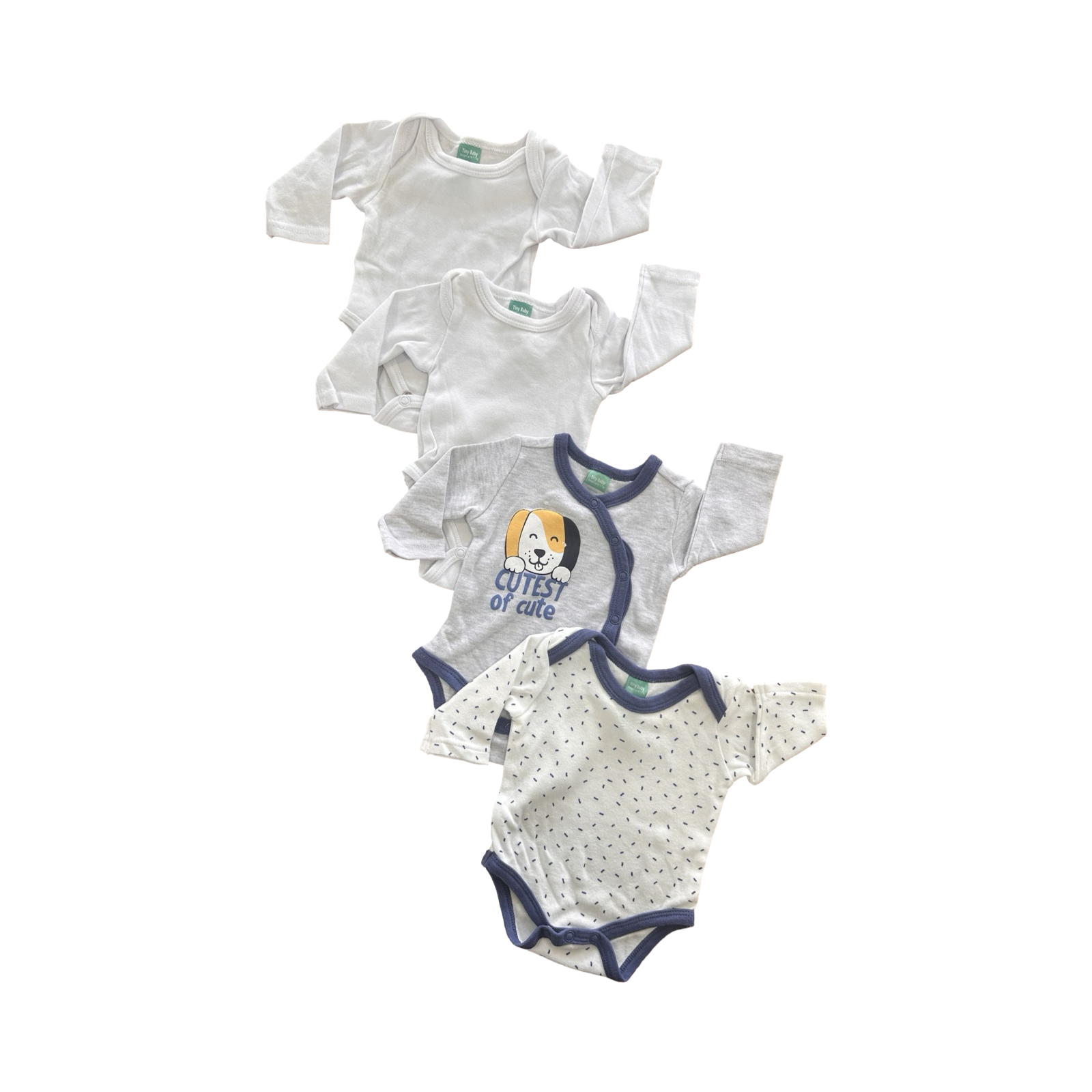 Tiny Baby 4pc White & Blue Bodysuits - Ackermans