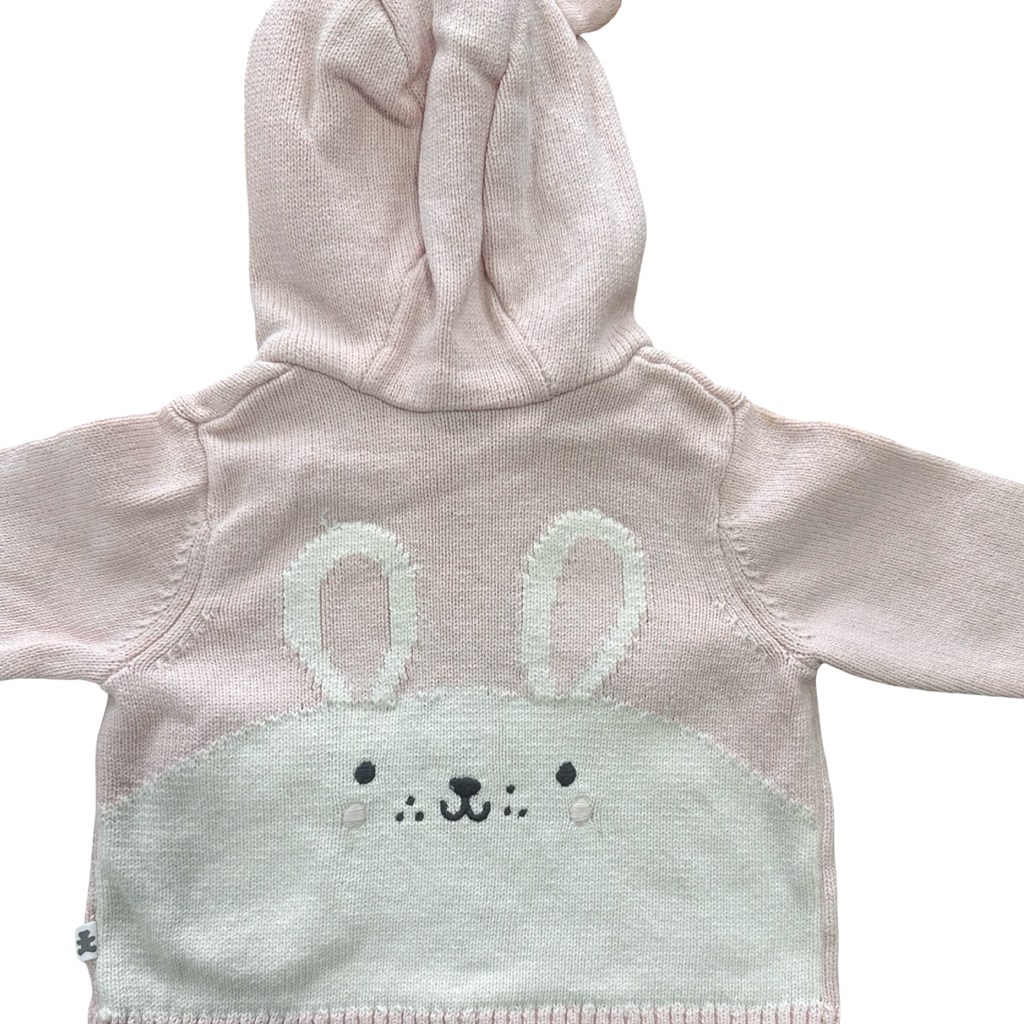 3-6M Pink Bunny Knitted Jersey with Hood - Woolworths