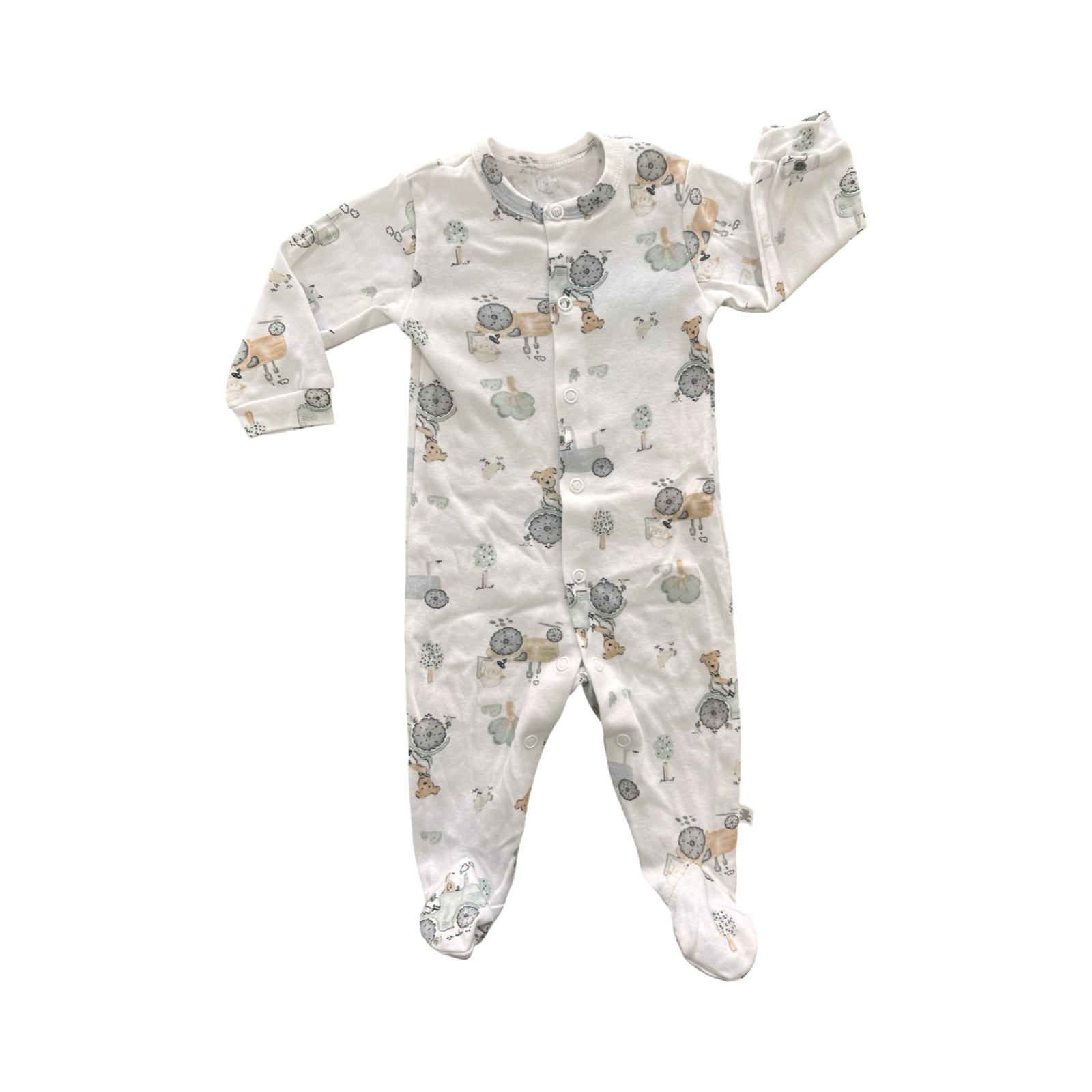 1-3M White Farmin Doggie Babygrow - Woolworths
