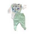 0-3M 3pc White & Green Sea Theme Set - Cuddlesome & Ackermans