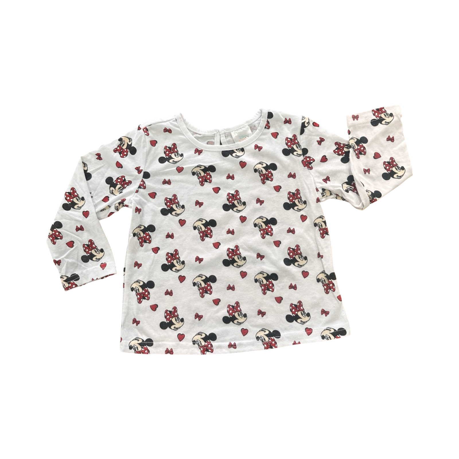 12-18M White Minnie Long Sleeve T-Shirt - Disney Baby