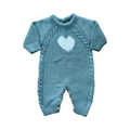 3-6Y Green Knitted Onesie with White Heart