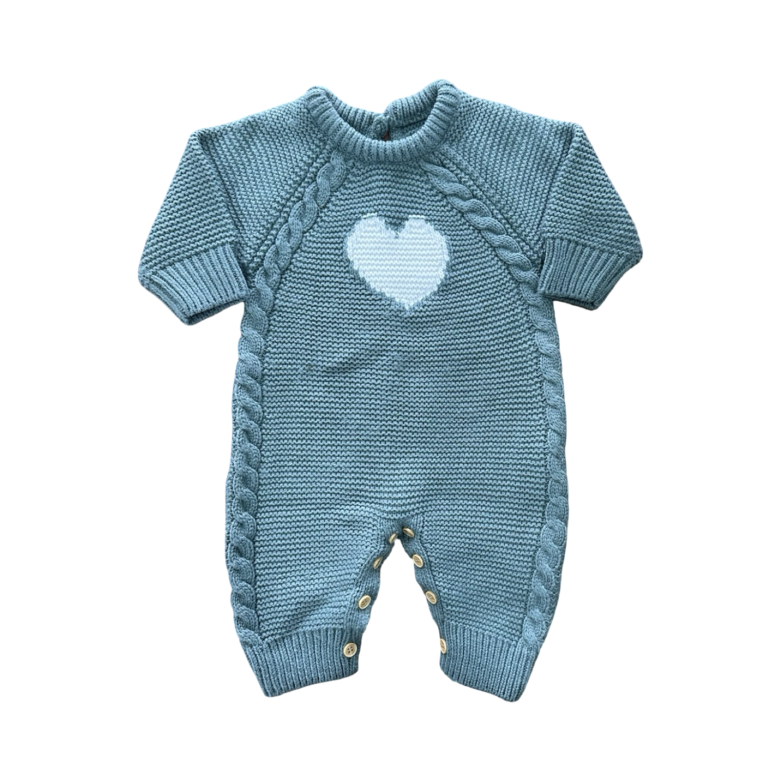 3-6Y Green Knitted Onesie with White Heart