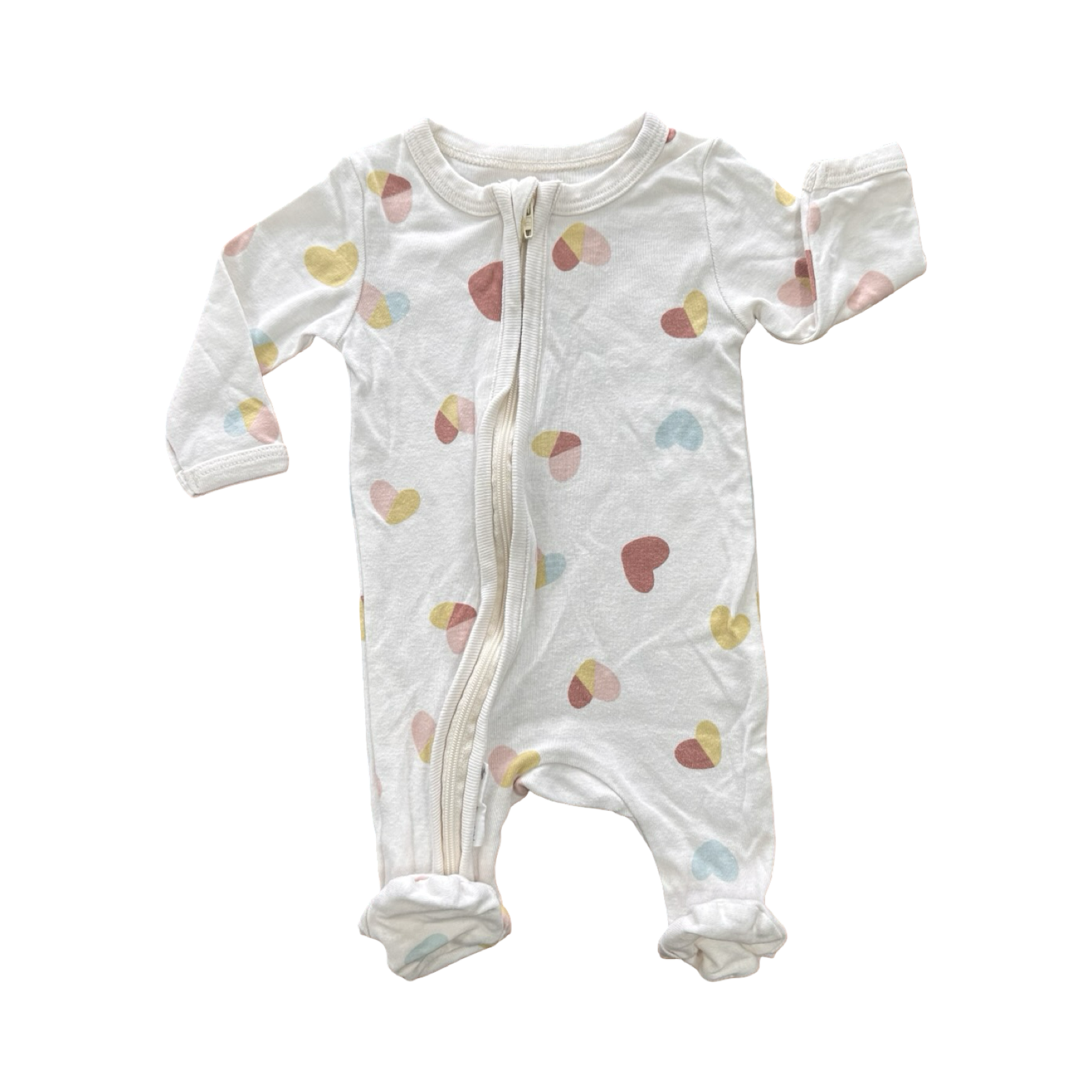 Newborn Cream Hearts Zipper Babygrow - Woolworths
