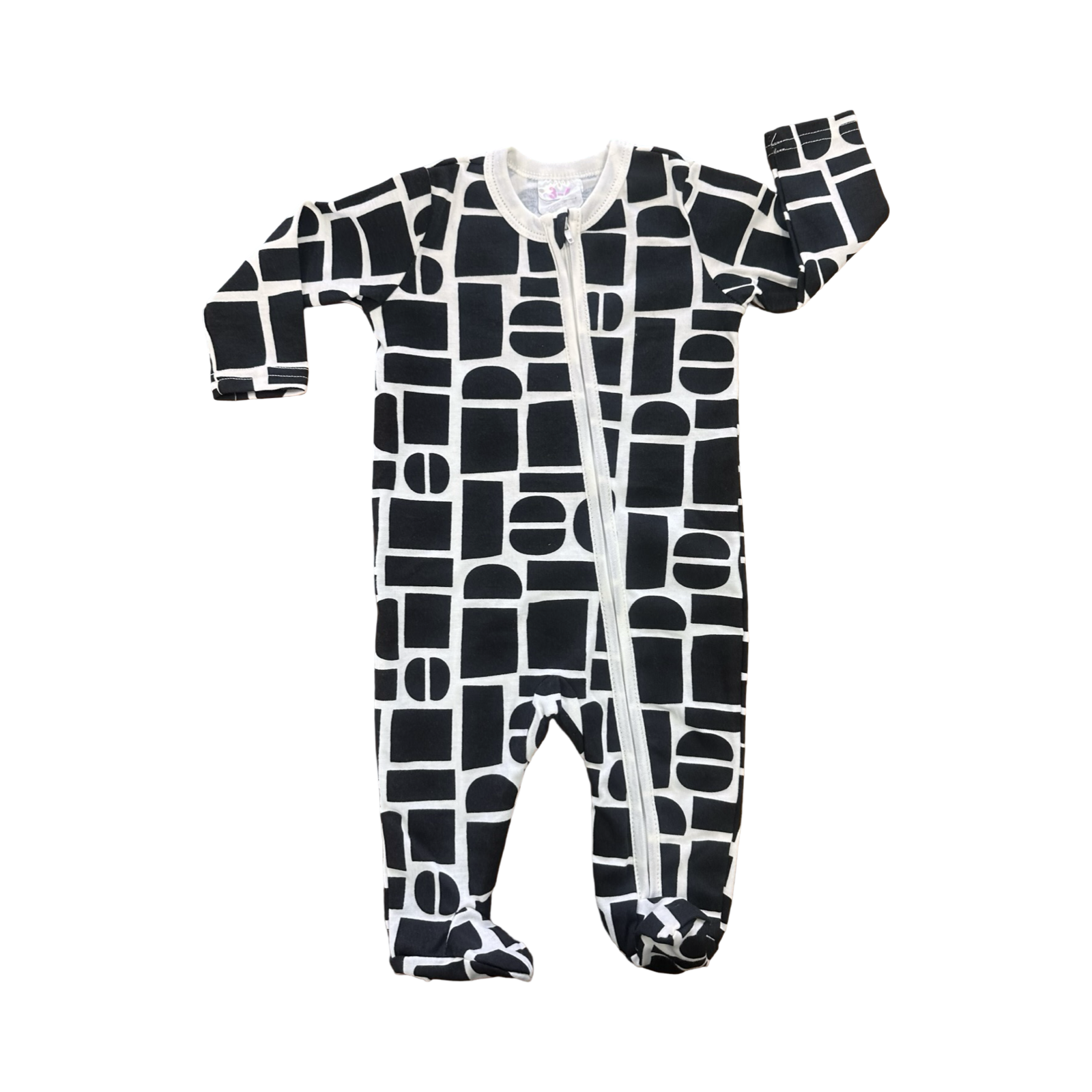 *NEW* 3-6M Black & White Zipper Babygrow - Cuddlesome