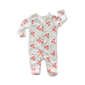 0-3M White & Red Cherry Fleece Onesie - Cuddlesome