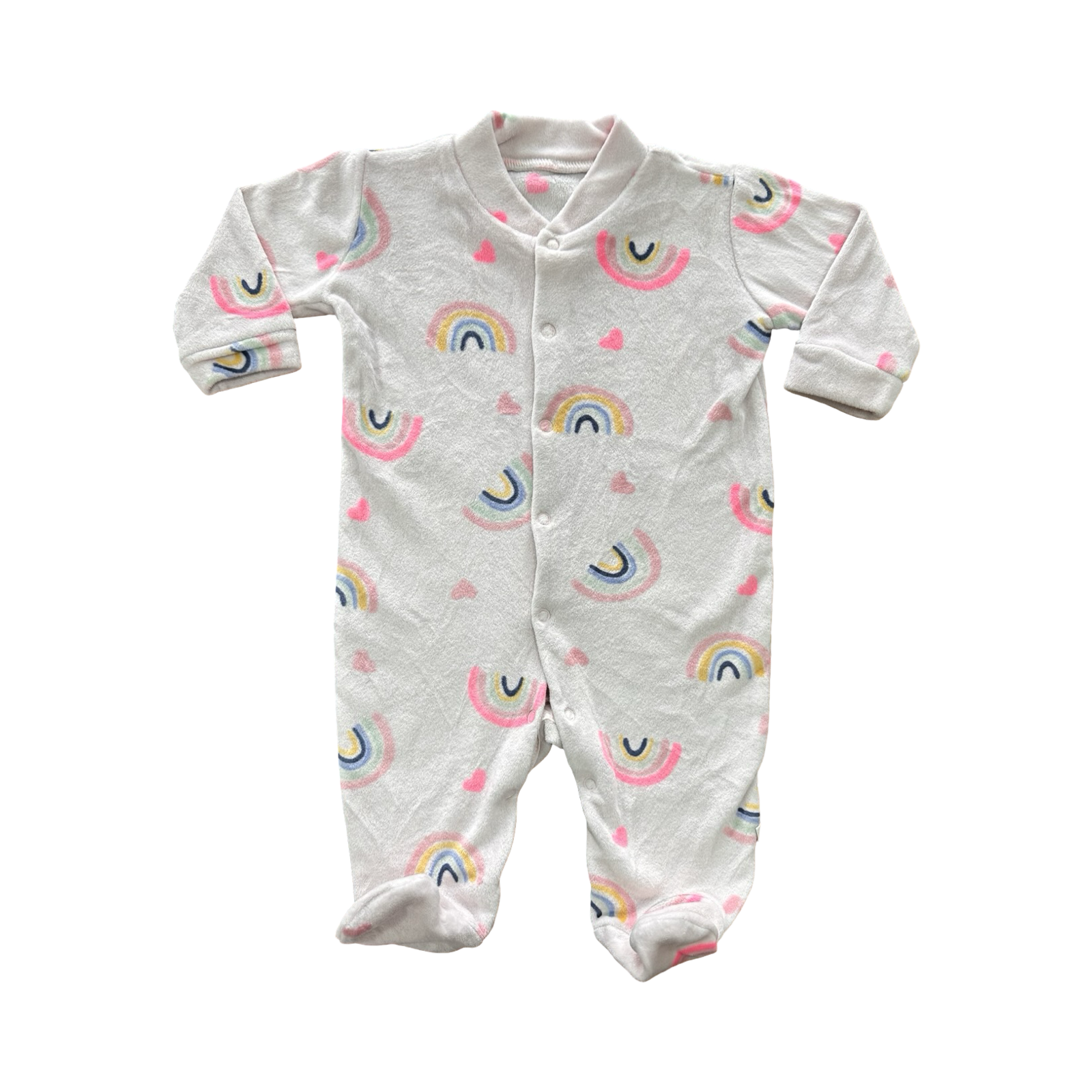 1-3MPink Rainbow Fleece Snapper Onesie - Woolworths