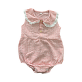 6-12M Peach & White Gingham Bodysuit with Peter Pan Collar