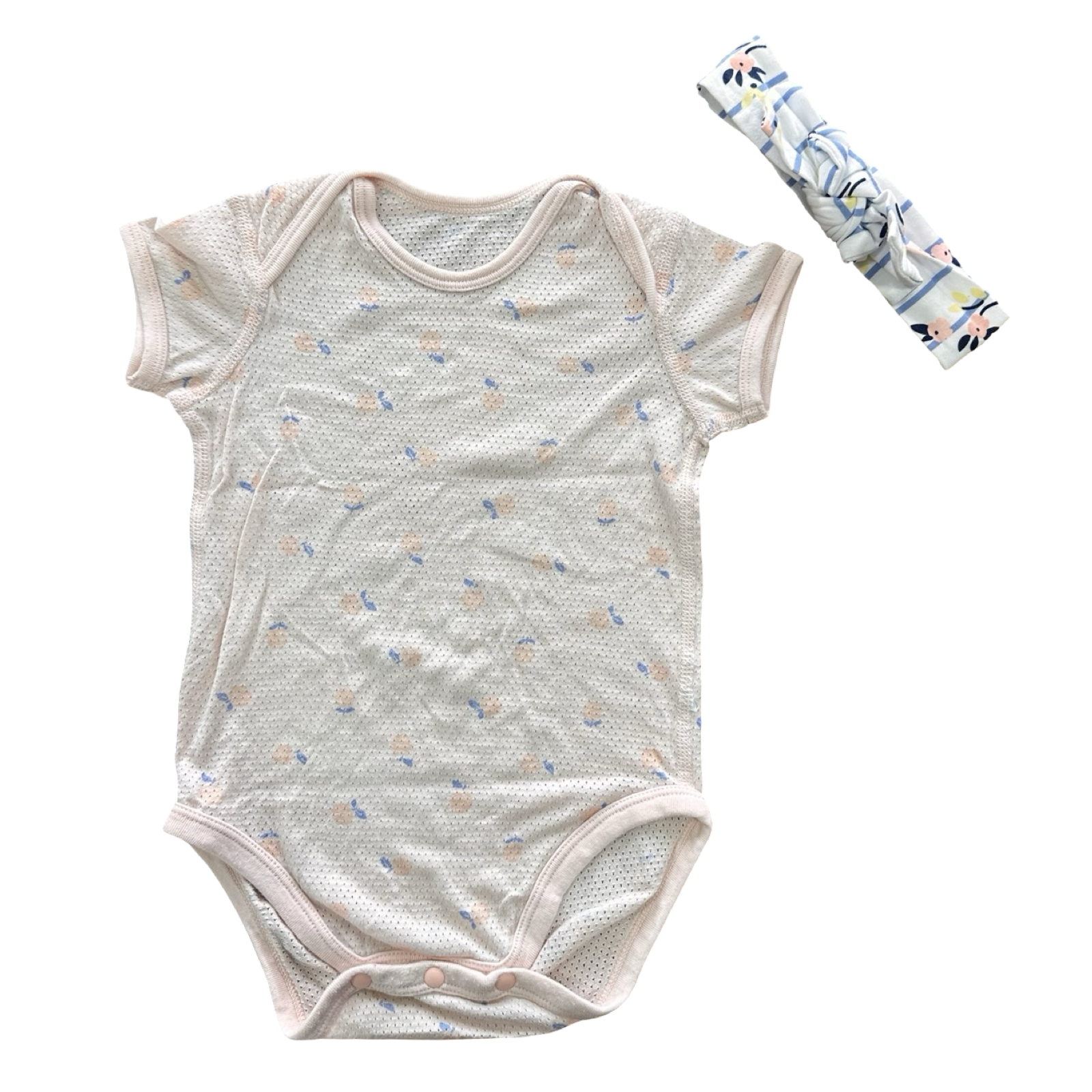 3-6M Peach Cotton Bodysuit & Headband