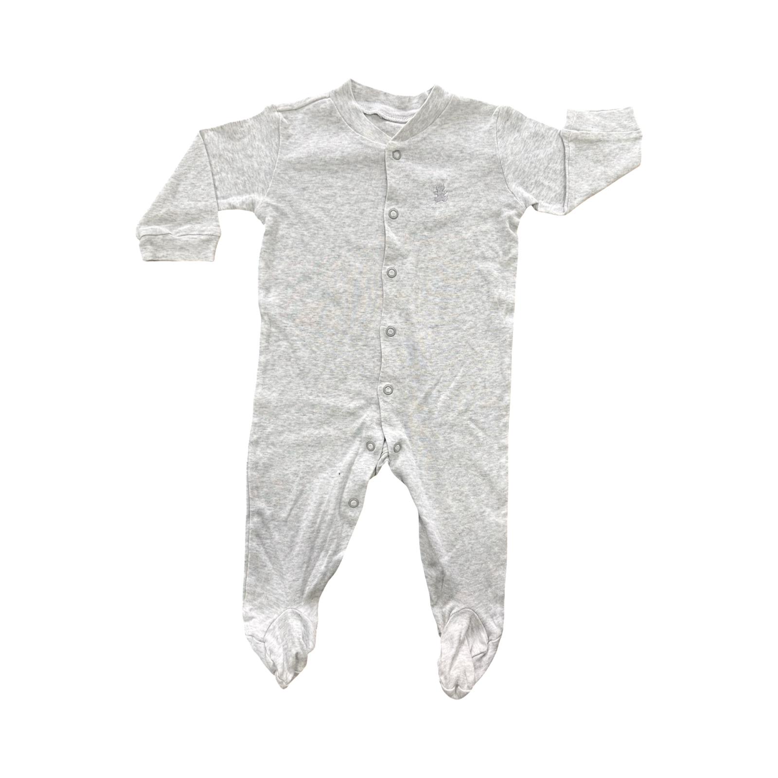 3-6M Grey Melange Snapper Babygrow - Woolworths