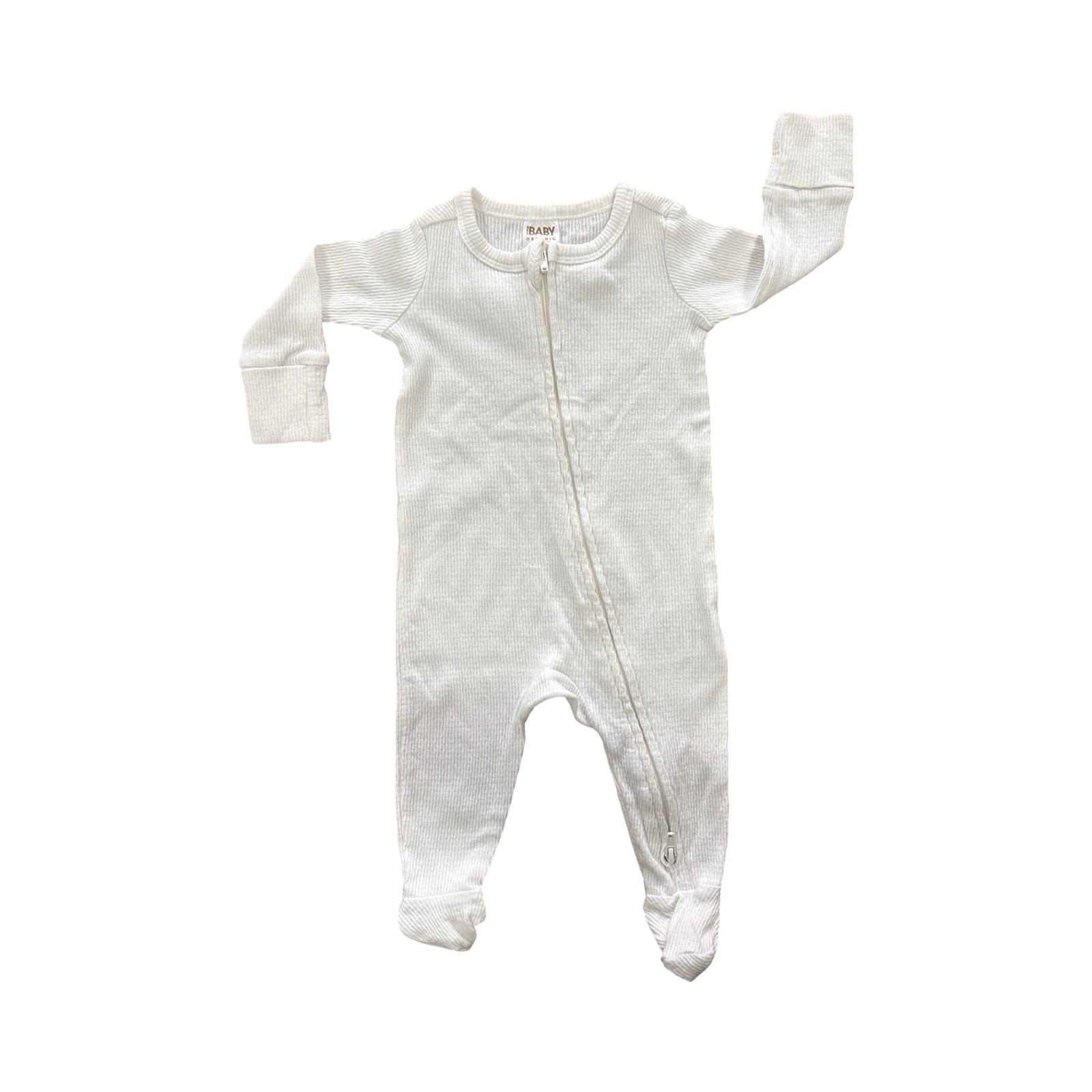 0-3M White Waffle Zipper Babygrow - Cotton On