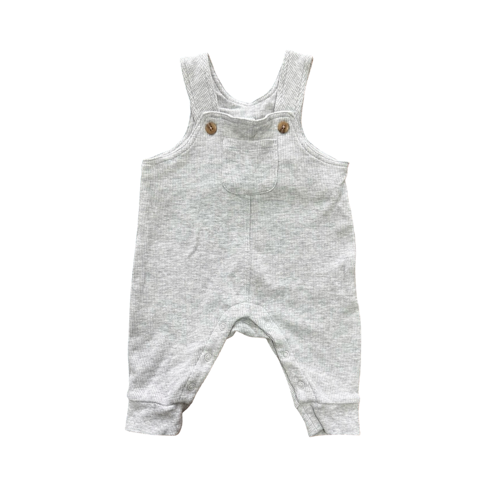 0-3M Grey Melange Cotton Dungaree - Cotton on
