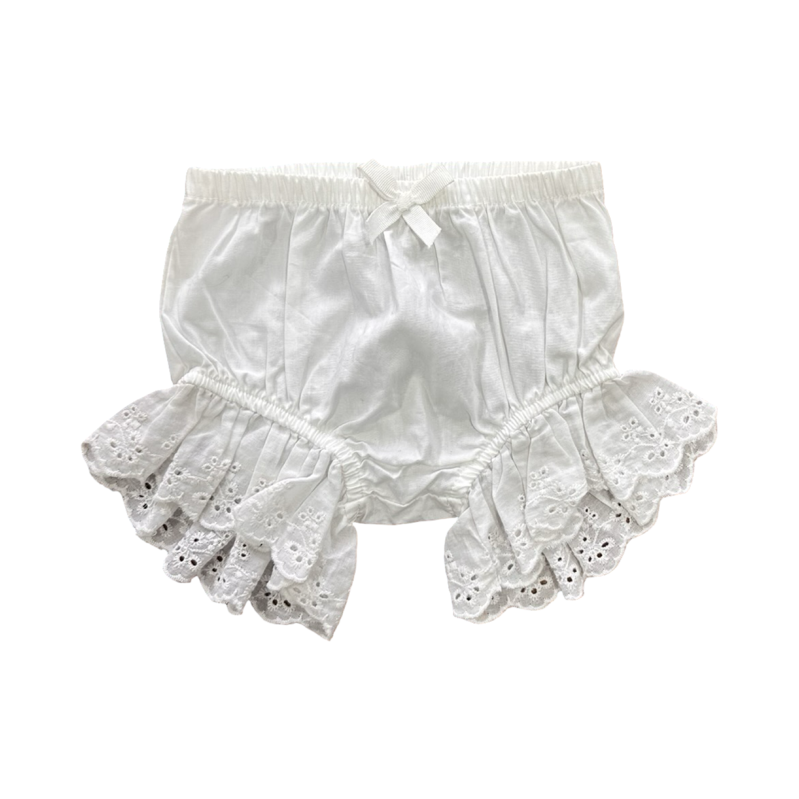 Newborn White Cotton Classic Style Bloomer - Keedo