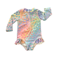 3-6M Multicoloured Long Sleeve Girls Swimming Costume with Zip - Tiny Tots