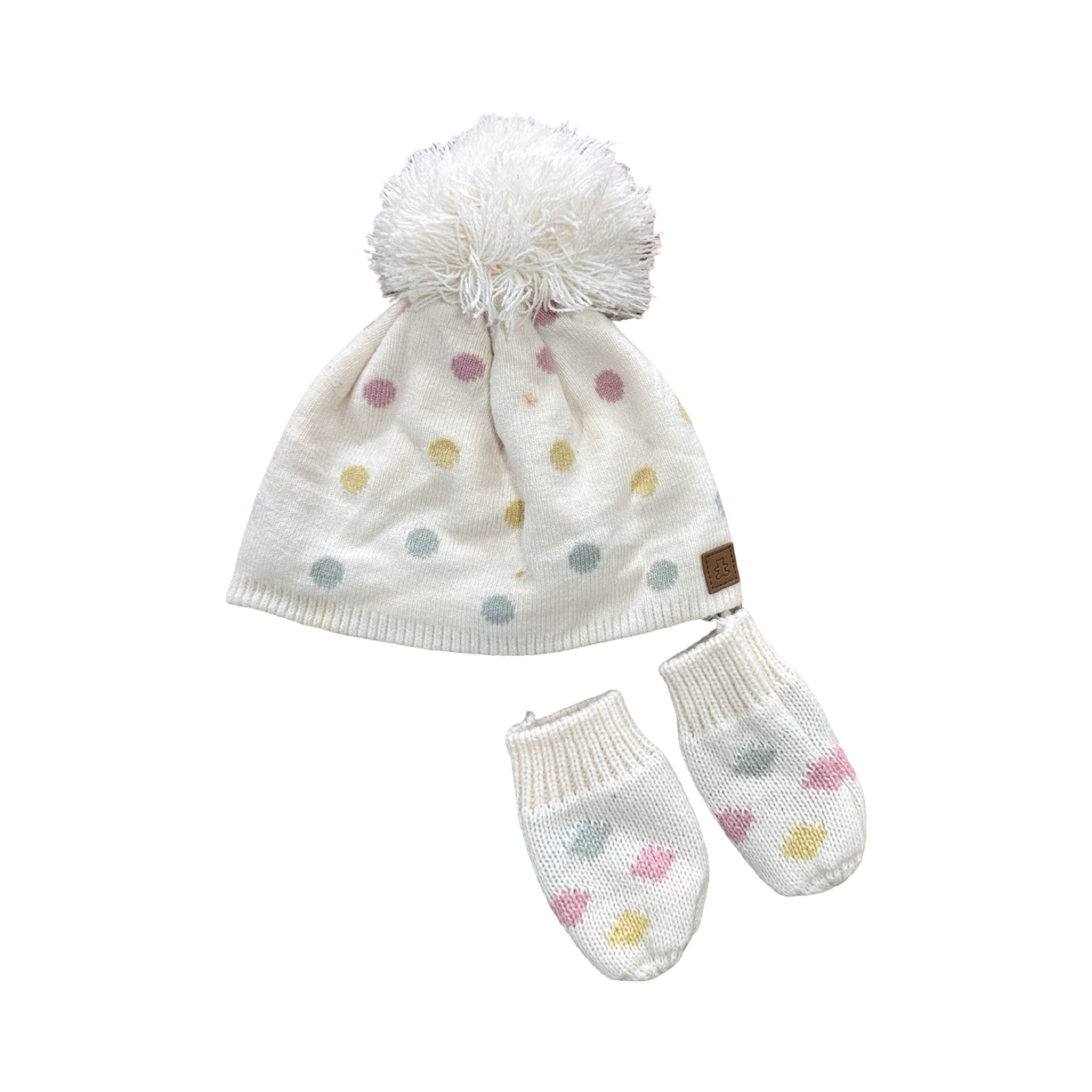 1-3M 2pc Knitted Beanie & Mittens Set - Woolworths