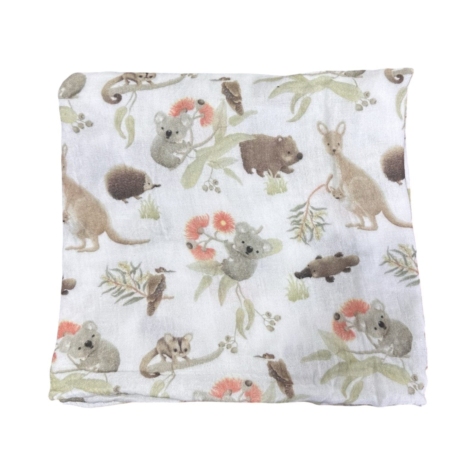White Muslin Animal Swaddle Blanket - Bubbablue Australia