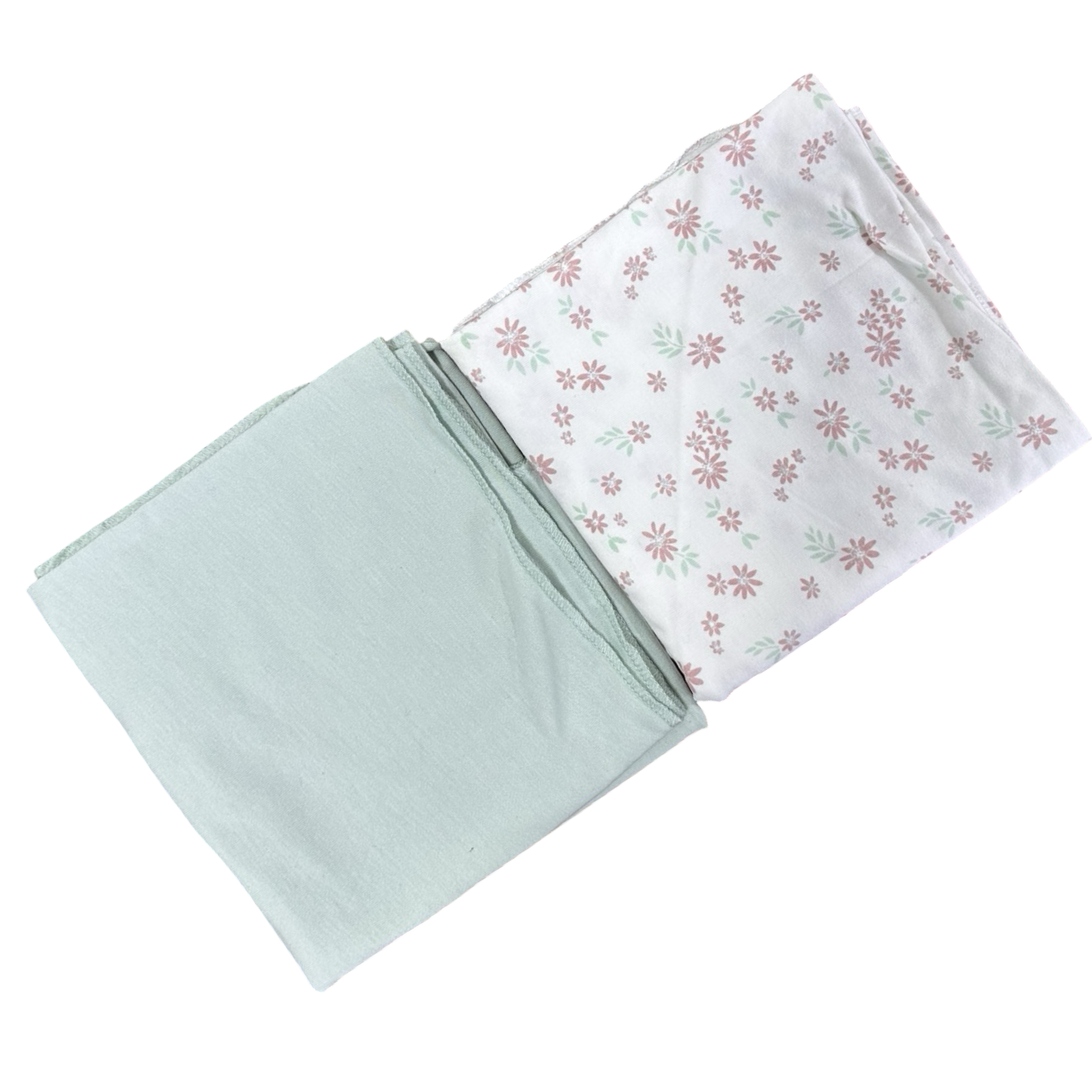 2pc Light Green & White Floral Cotton Swaddle Blanket Set - Snuggletime