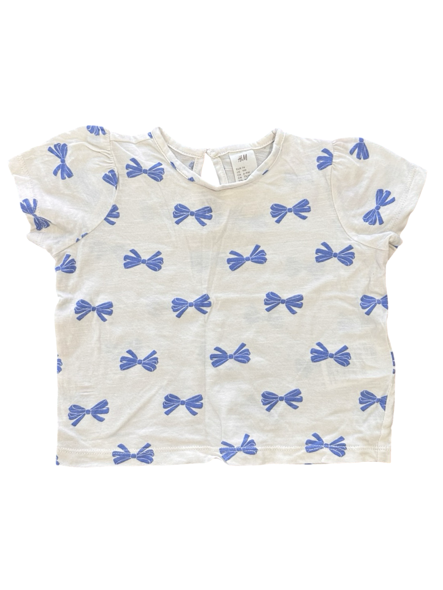 6-9M White & Blue Bow Top - H & M
