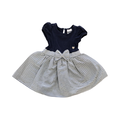 12-18M Navy, White & Gold Super Cute Dress with Bow - Earthchild
