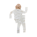 6-9M Cream Melange Ribbed 3pc Set with Turban - H & M