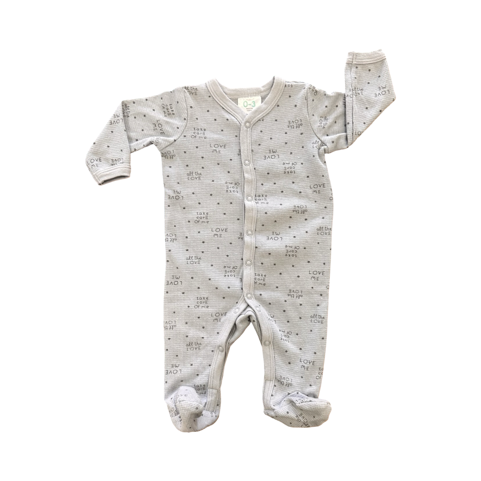 0-3 Grey Waffle Knit Snapper Babygrow - Cuddleome