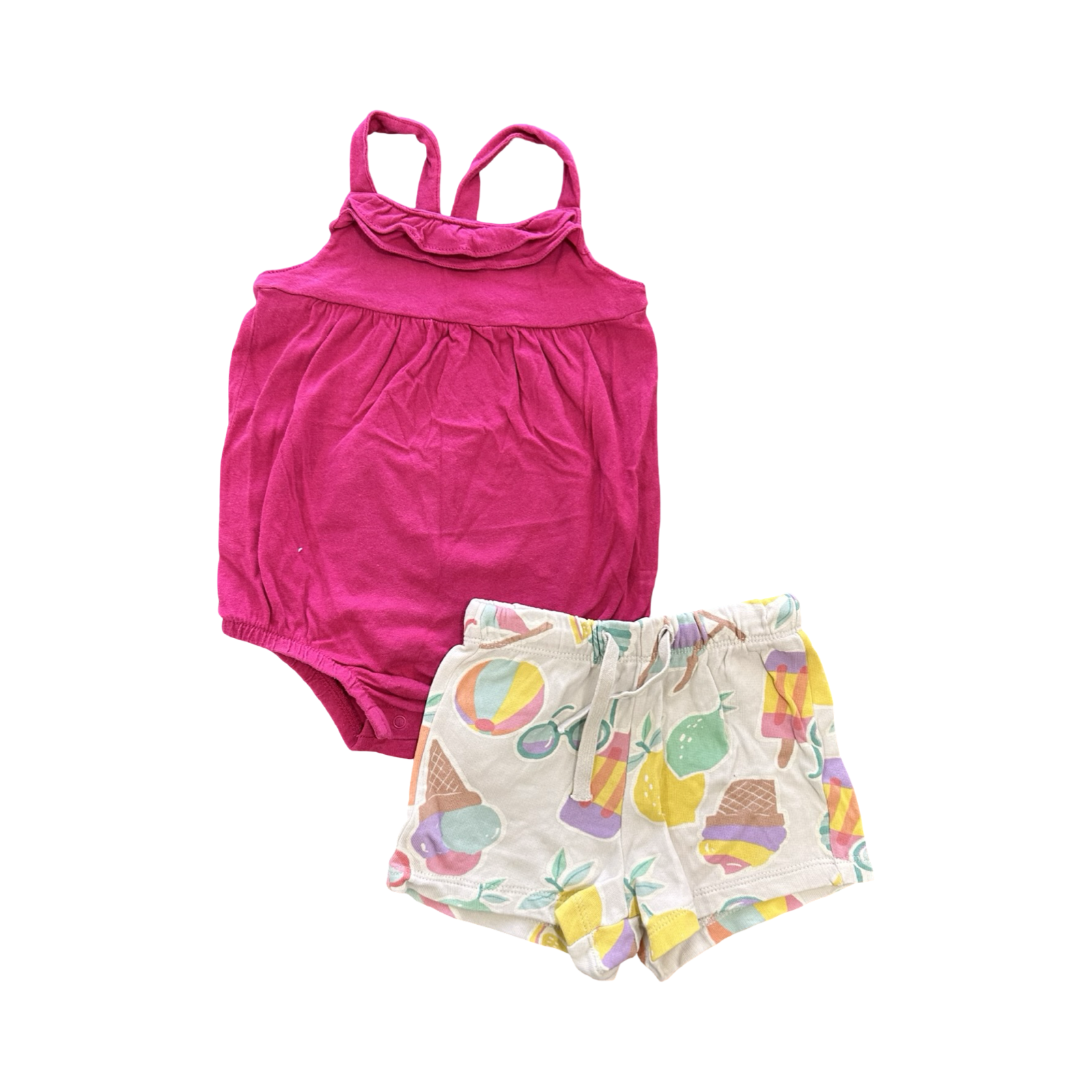 3-6M 2pc Summer Set Pink Bodysuit, Shorts - Baby Gap / H & M