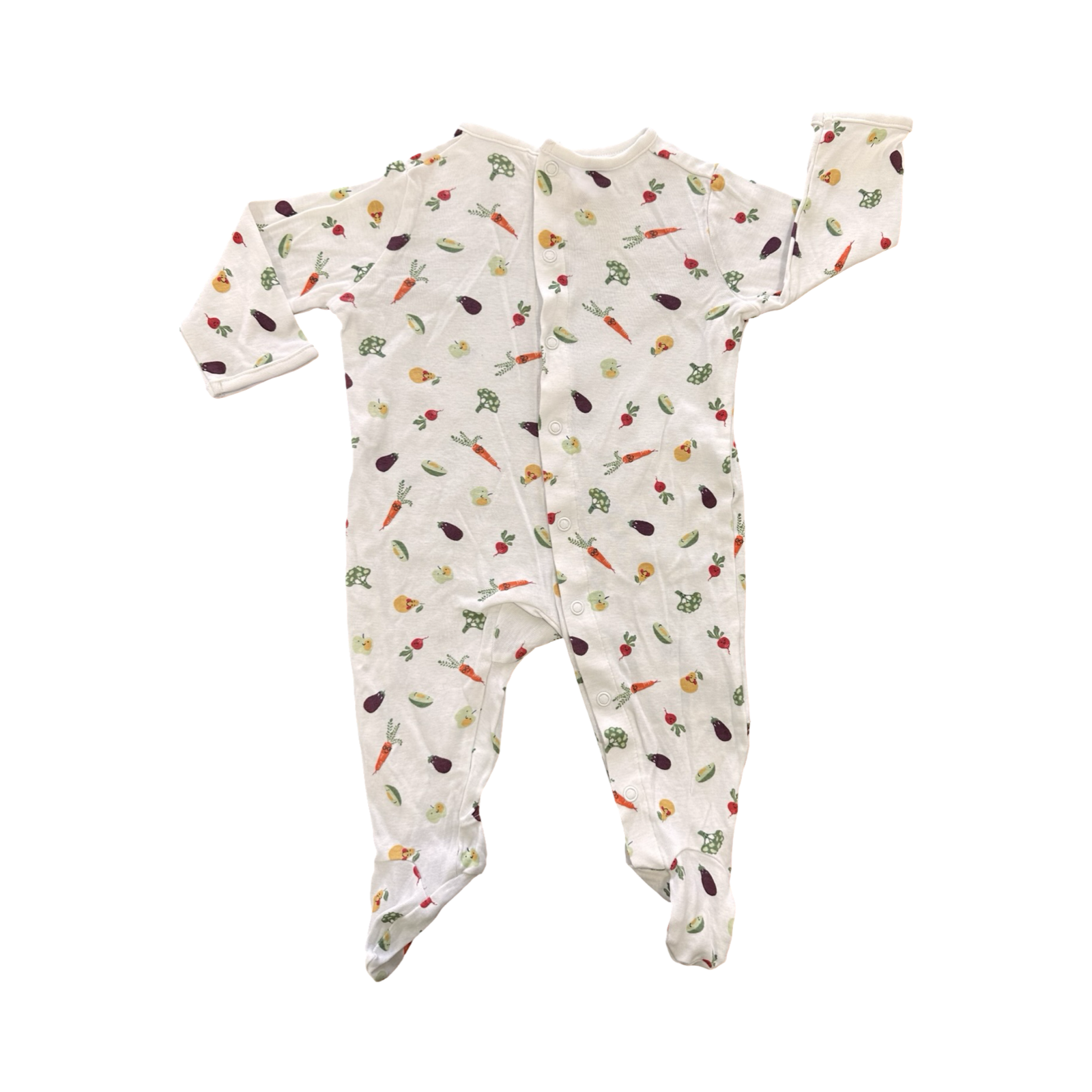 4-6 White Veggies Babygrow - Grüner Knopf
