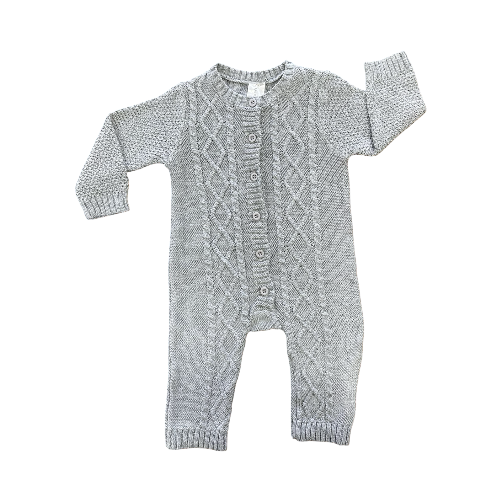 3-6M Grey Knitted Onesie - Clicks