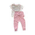 6-12M Pink & White Floral 2pc Classic Set with Bib - baby berry & Naartjie
