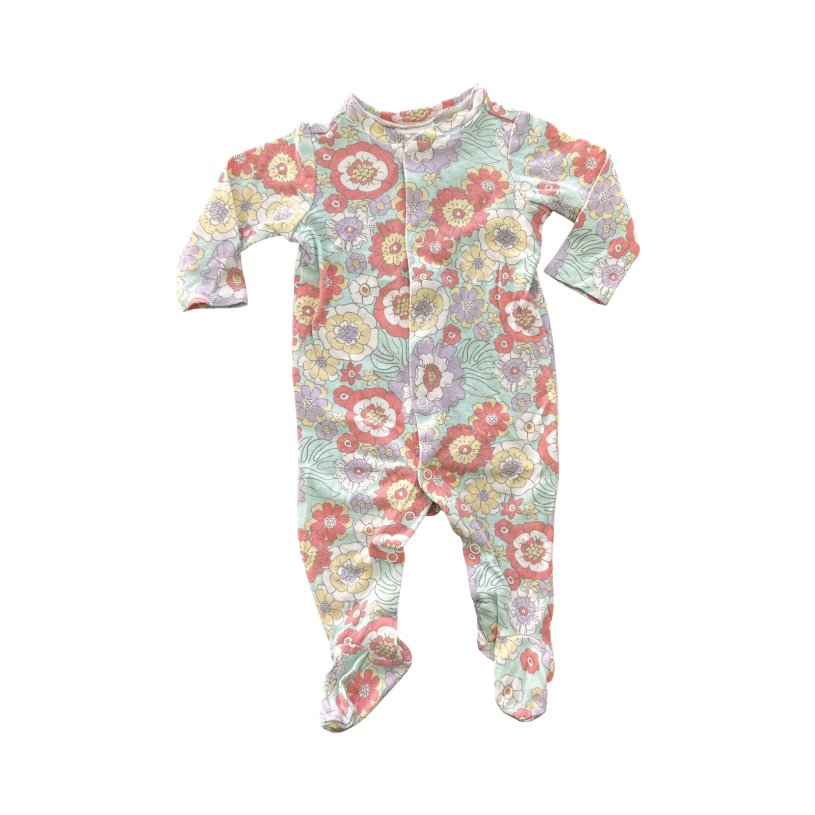 0-3 Floral Snapper Babygrow - Cuddlesome