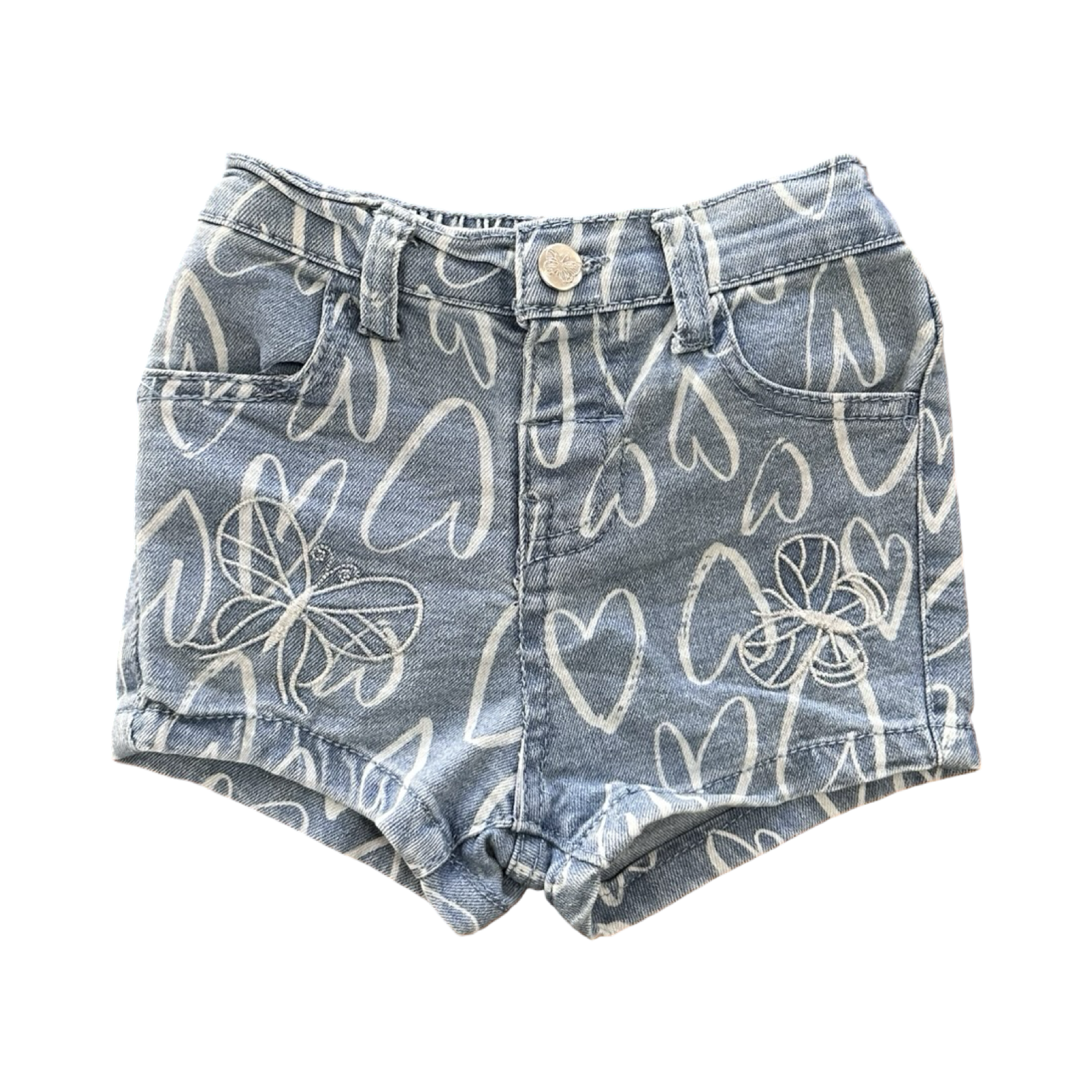 6-12M Denim Hearts & Butterflies Shorts - Ackermans