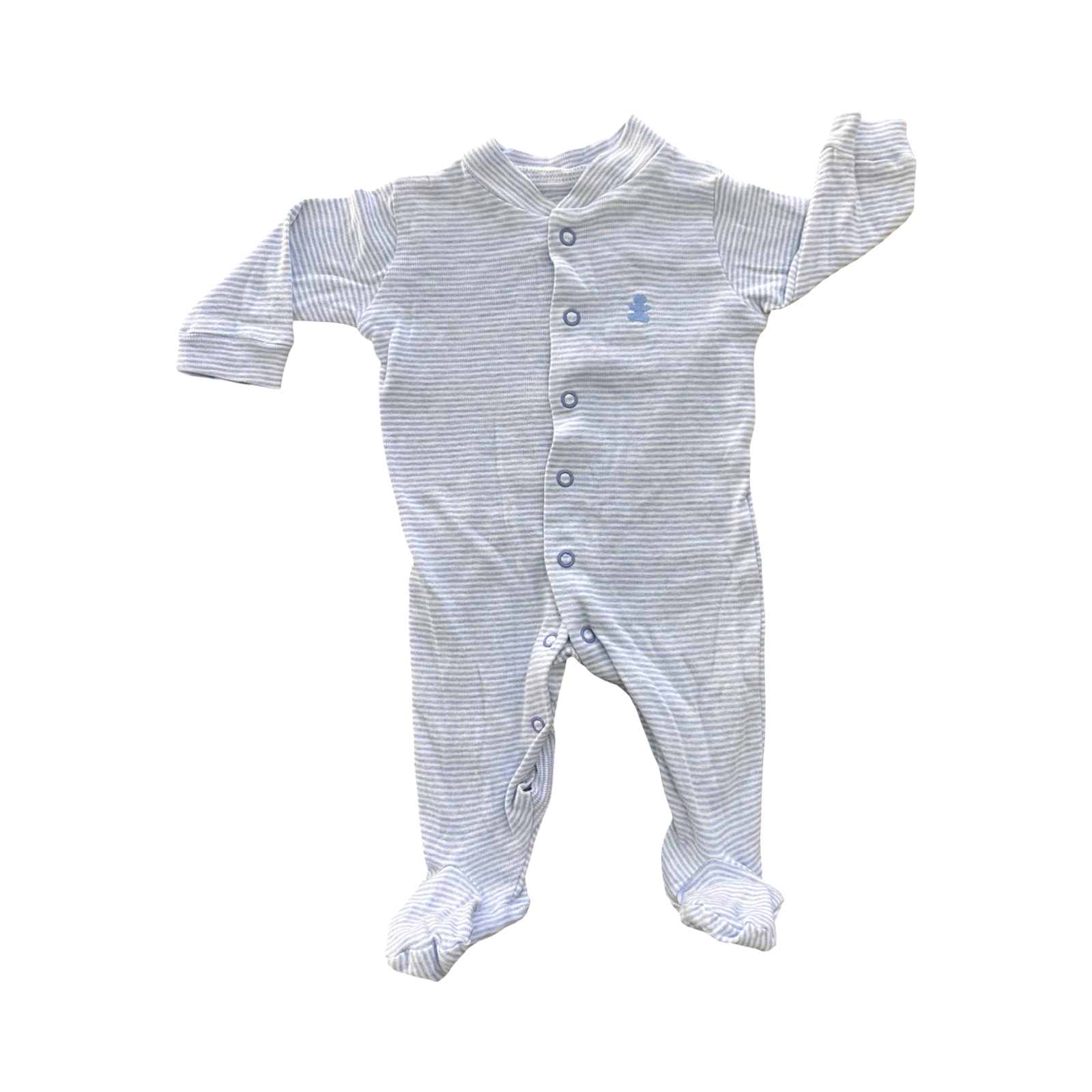 Newborn Light Blue & White Stripe Snapper Babygrow - Woolworths