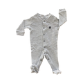 Newborn Dark Blue & White Stripe Cotton Snapper Babygrow - Woolworths