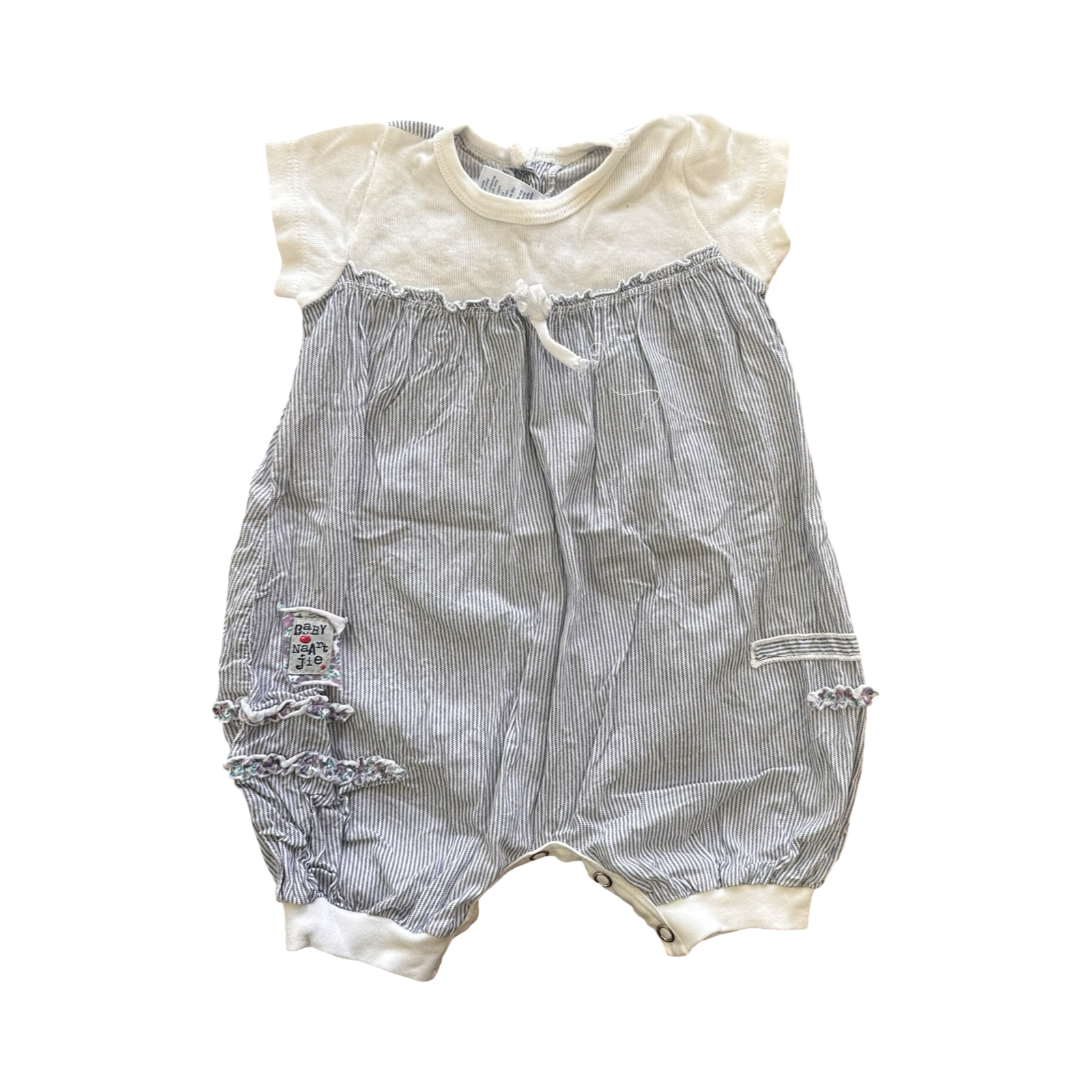 0-3M Bue & White Stripe Romper - Naartjie