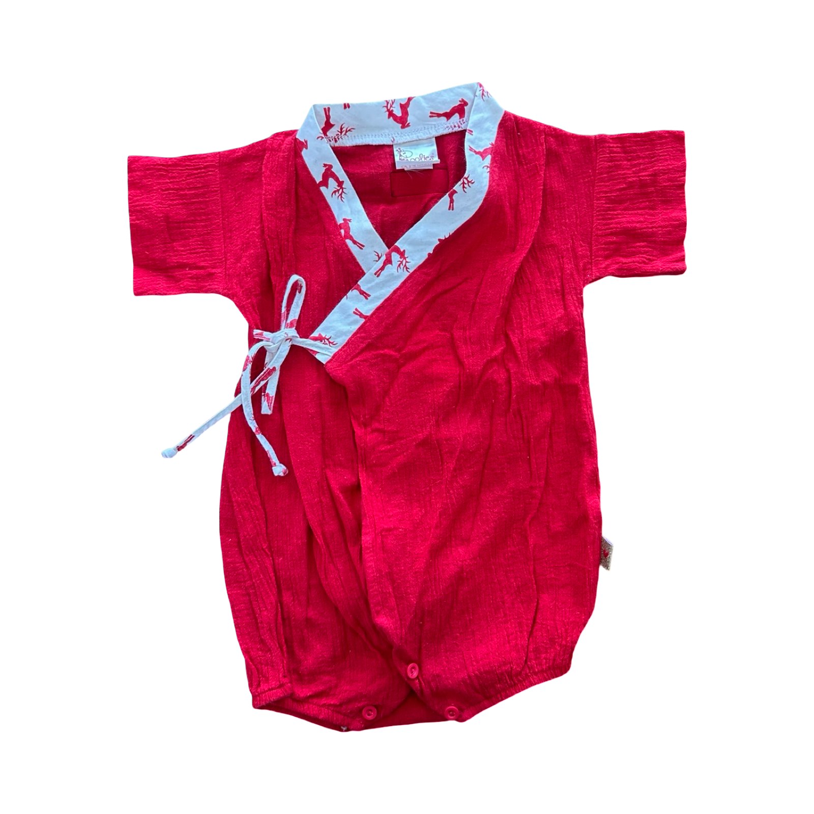 6-12M Red Reindeer Wrap Romper - Hoolies