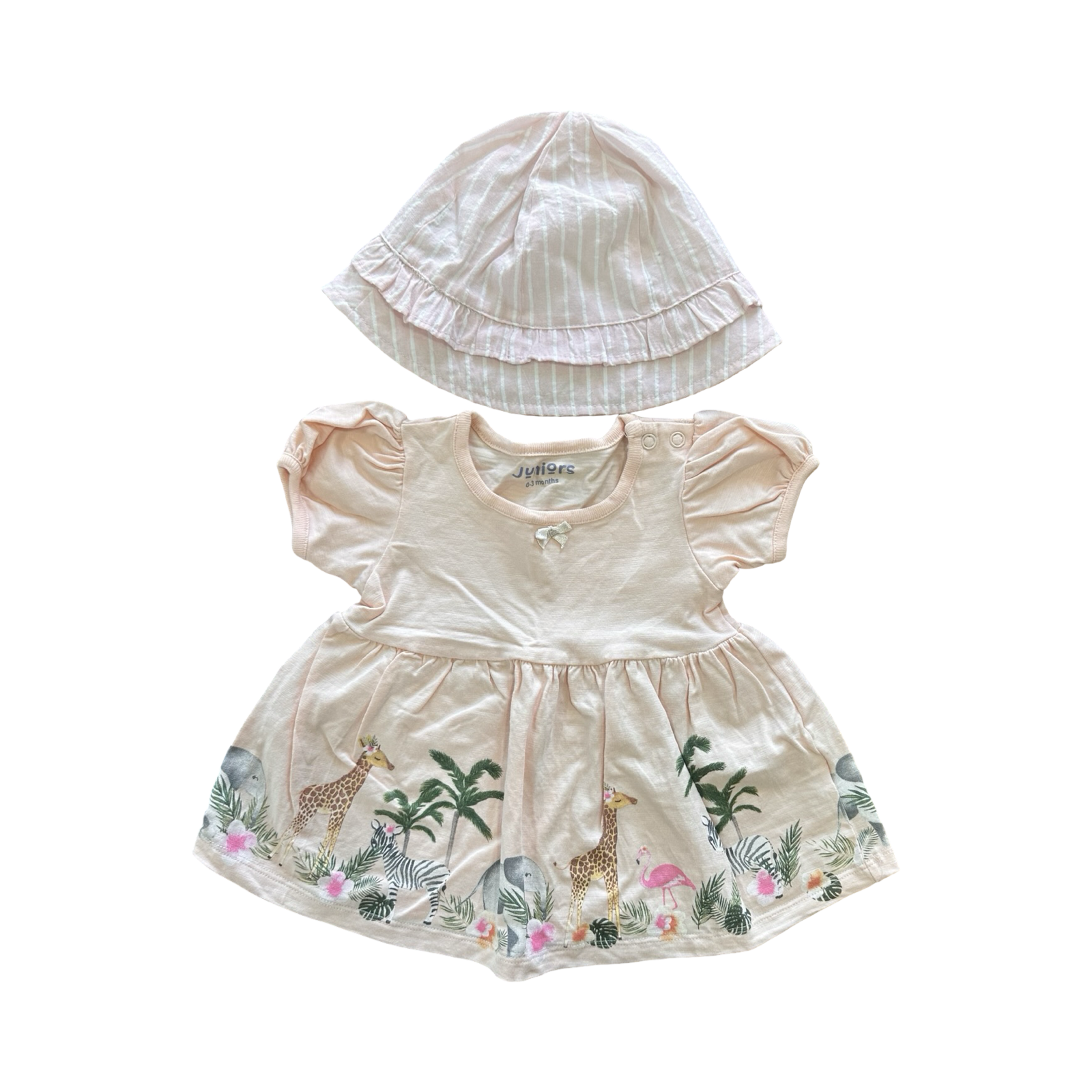 0-3M Pink 2pc Safari Set with Dress & Hat - Juniors