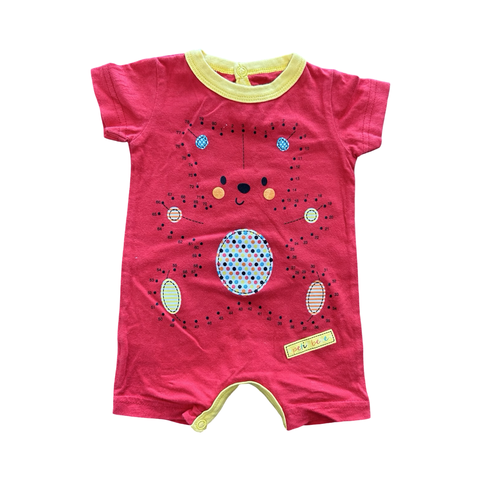 Newborn Red & Yellow Bear Numbers Bodysuit - Woolworths