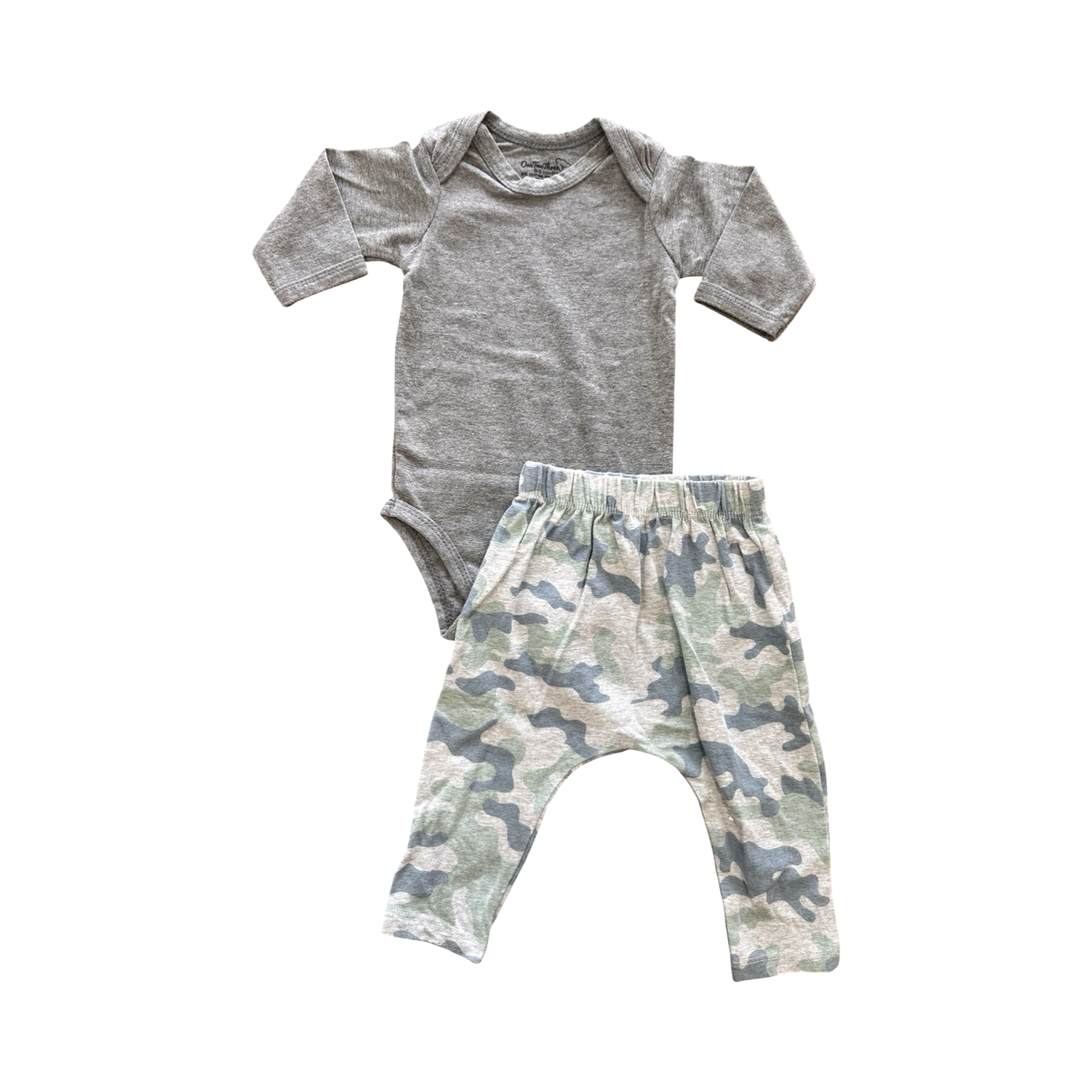 0-3M 2pc Grey & Blue Camo Set - OneTwoThree / Cotton On