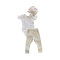 6-12M 3pc Leggings & Floral Bodysuit with Turban - Woolworths / H&M