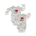 0-1M White I Love Dad / Mom 2pc Bodysuit - H & M