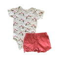 3-6M 2pc Light Green Unicorn Bodysuit with Pink Shorts - Garanimals / Tiny tots
