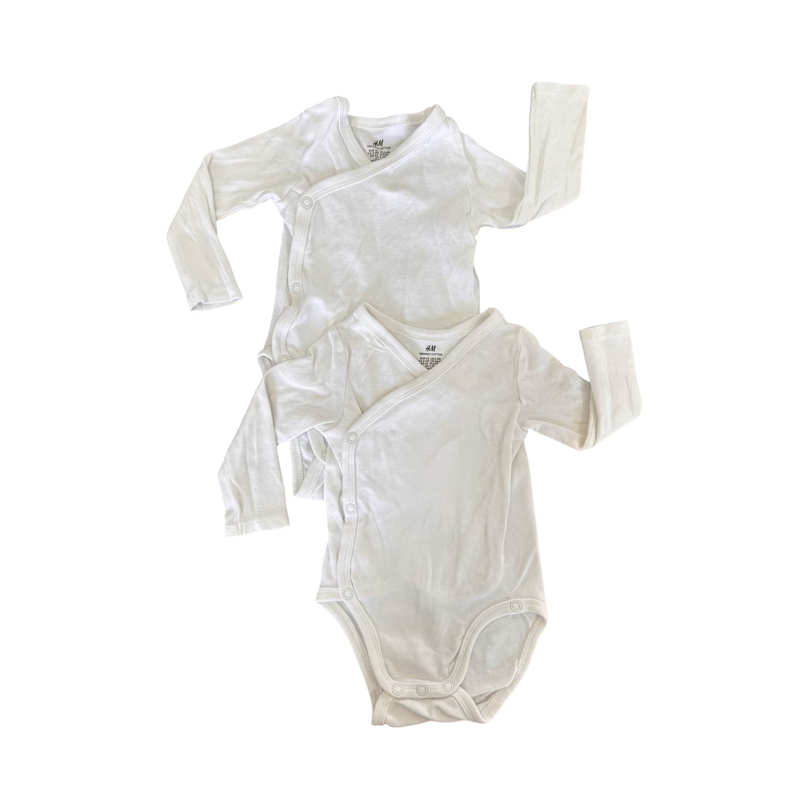 2-4M 2pc Long Sleeve Side Snapper Bodyvests - H & M
