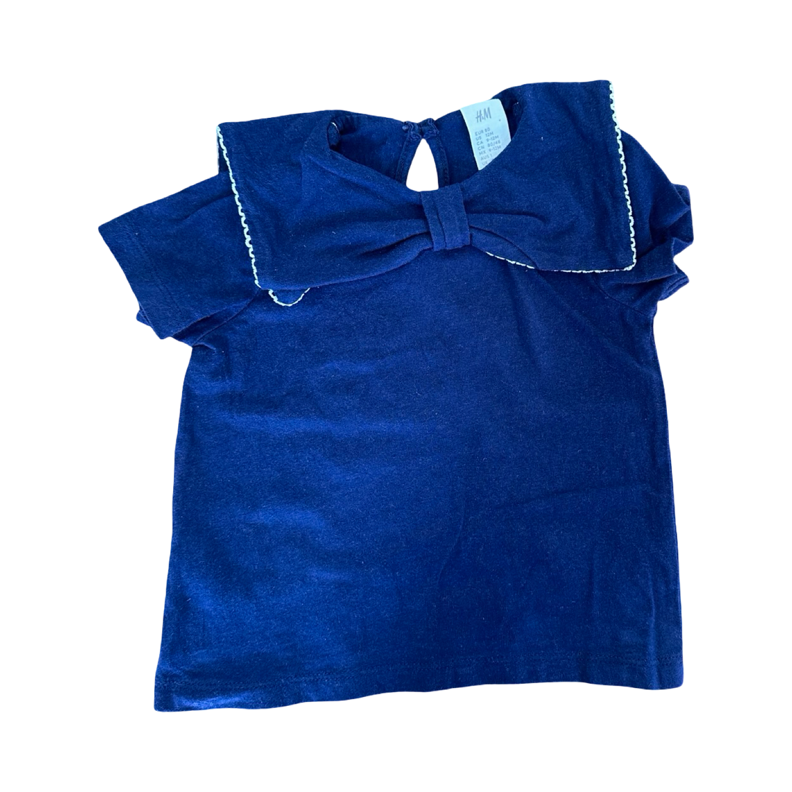 9-12M Navy Bowneck Top - H & M